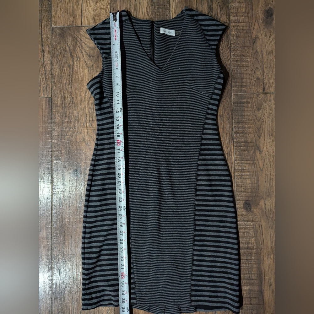 Calvin Klein Womens Size 6 Black & Gray Dual Striped Sheath Dress Cap Sleeves - Picture 9 of 15